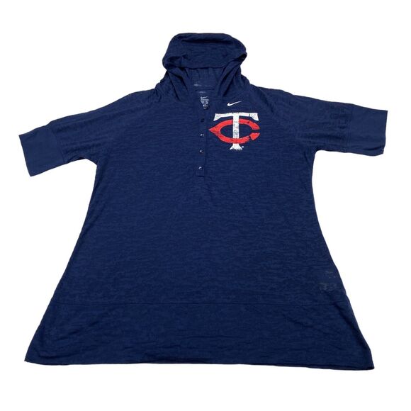 Minnesota Twins Hoodie Girls XL (16-18) Blue Nike Logo MLB Baseball Short Sleeve - Picture 1 of 13